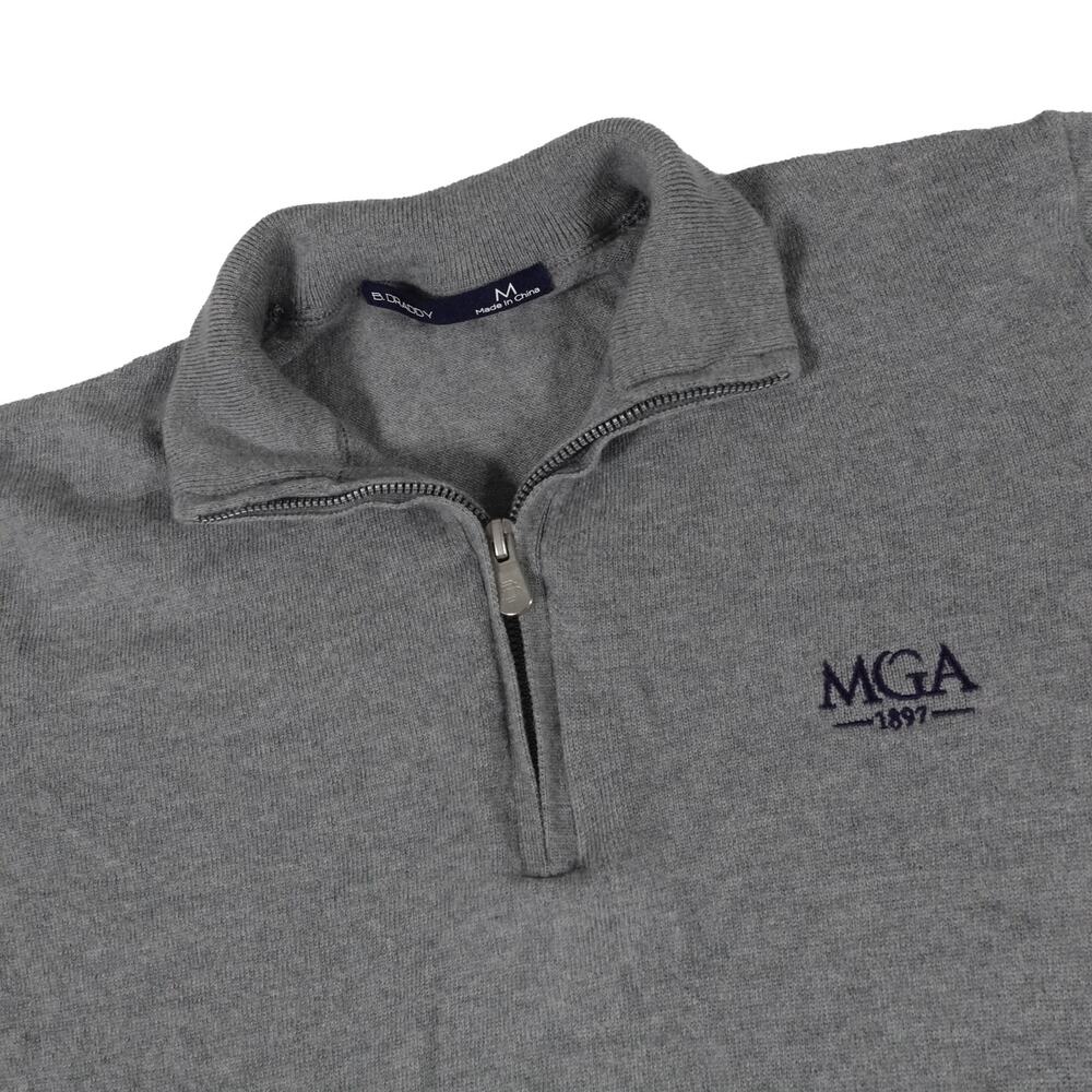 B Draddy MGA 1897 Wool 1/4 Zip Gray Pullover Golf Sweater Men's Medium